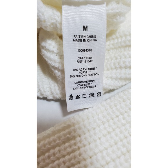 Garage Cream Cropped Knit Sweater Long Sleeve Scoop Neck Ribbed Top - Picture 10 of 14